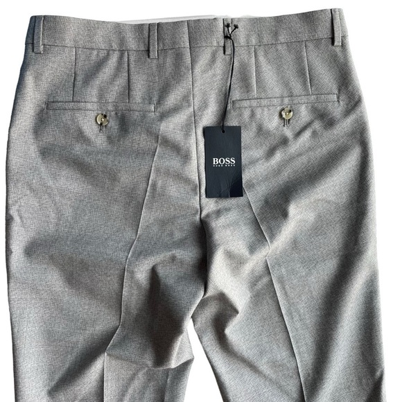 HUGO BOSS Virgin Wool Pant Trouser Taupe Gray Brown Size 30W 33L NWT Unhemmed - Picture 9 of 10
